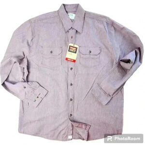 Wrangler Jeans Co Mens XL True Fit Striped Long Sleeve 100% Cotton Button Shirt